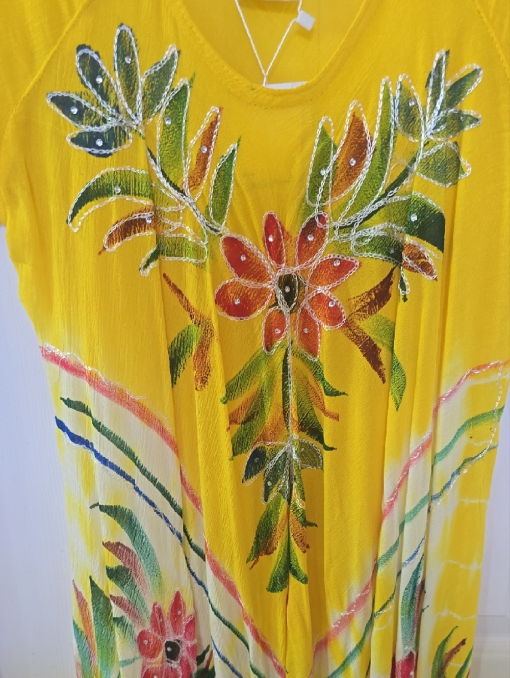 Embellished Yellow Floral Handkerchief Hem  Dress - Picture 3 of 10